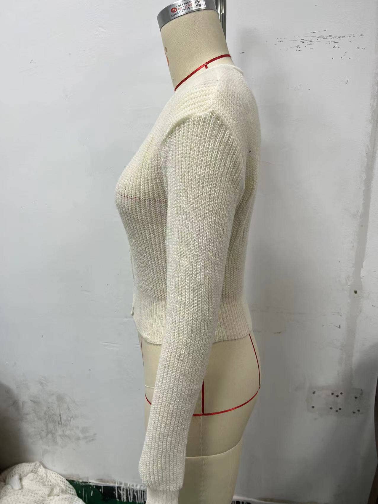 LONG SLEEVE PIT STRIP KNITTED ELASTIC CARDIGAN