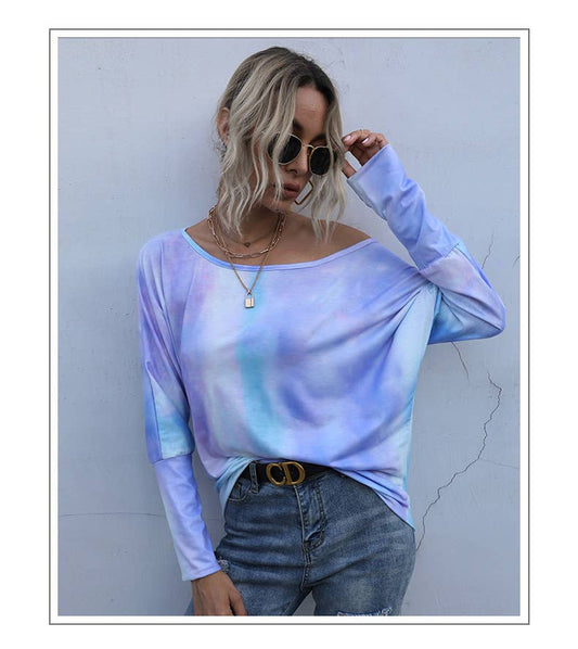 Round-neck fashionable loose tie-dye T-shirt