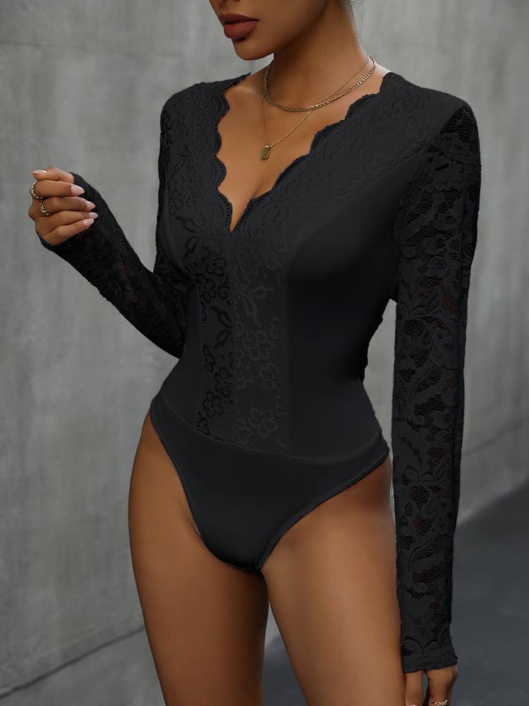 Lace patchwork slimming and sexy jumpsuit