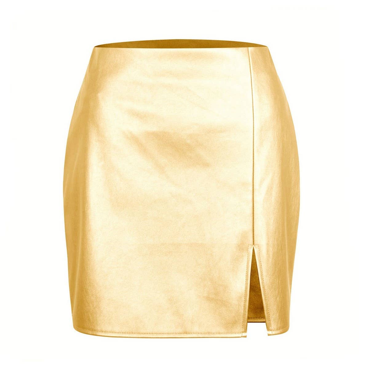 PU SLIT LEATHER SKIRT SEXY HIGH WAIST ZIPPER SKIRT_CWBSS0383