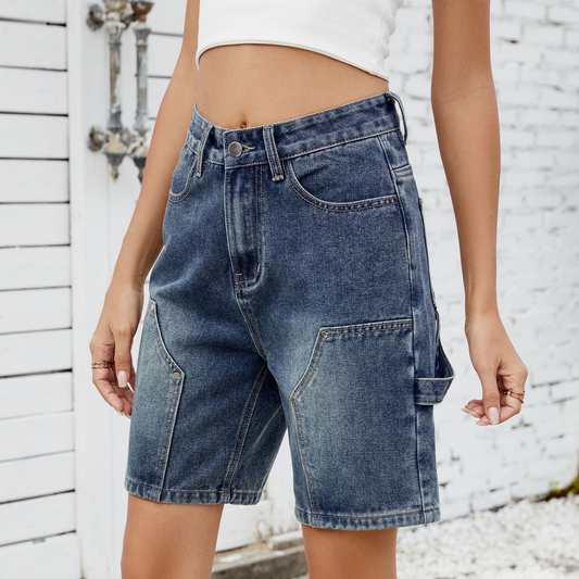 Washed Fashionable Cool Denim Bermuda Shorts