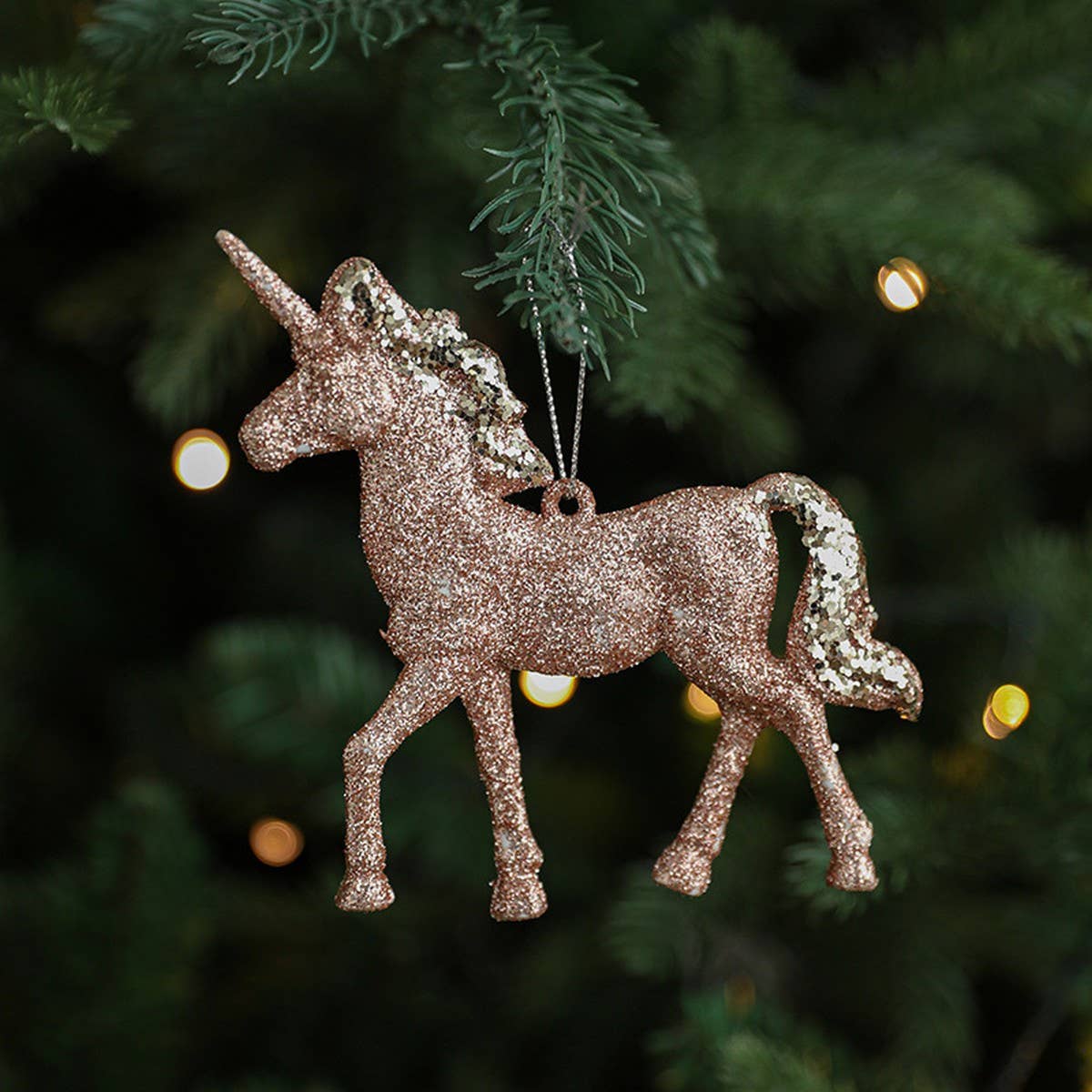 Glitter Reindeer House Christmas Tree Ornament