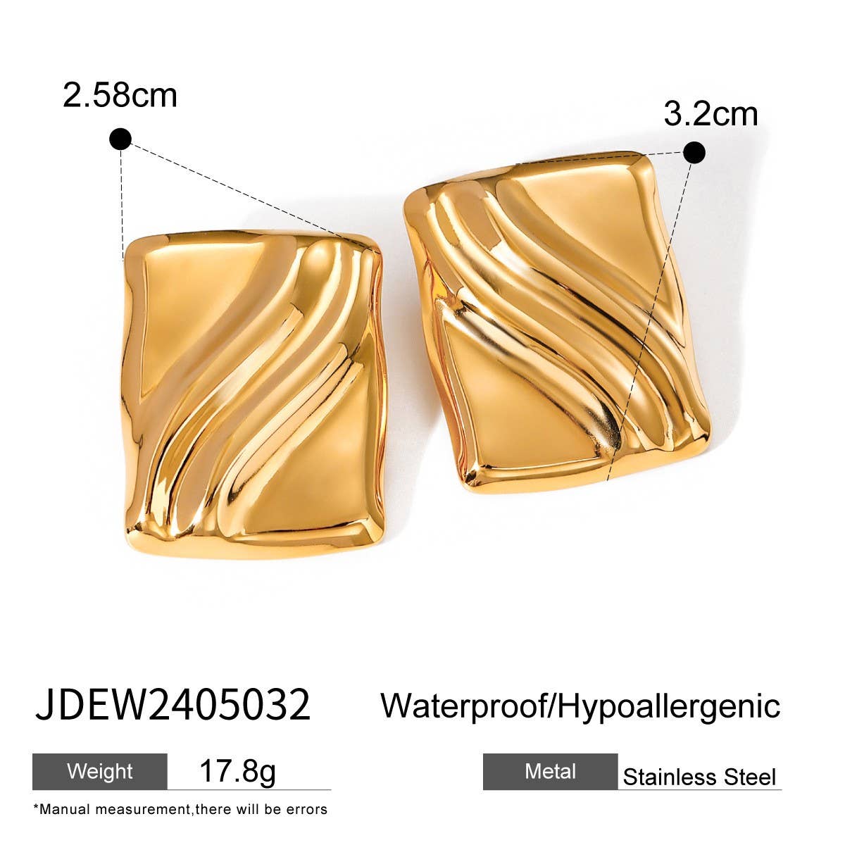 SIMPLE GEOMETRIC SQUARE WAVE TEXTURE EARRINGS_CWASC1652
