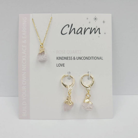 NATURAL STONE NECKLACE AND EARRING SET