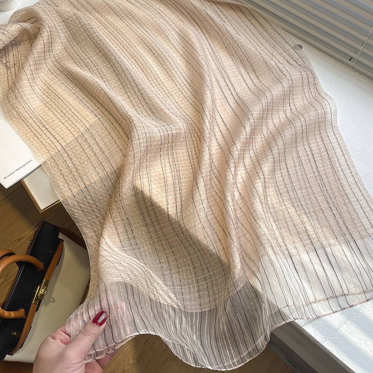 Plaid Shine Silk Scarf ??Long Blend Spring Wrap_CWASC0616