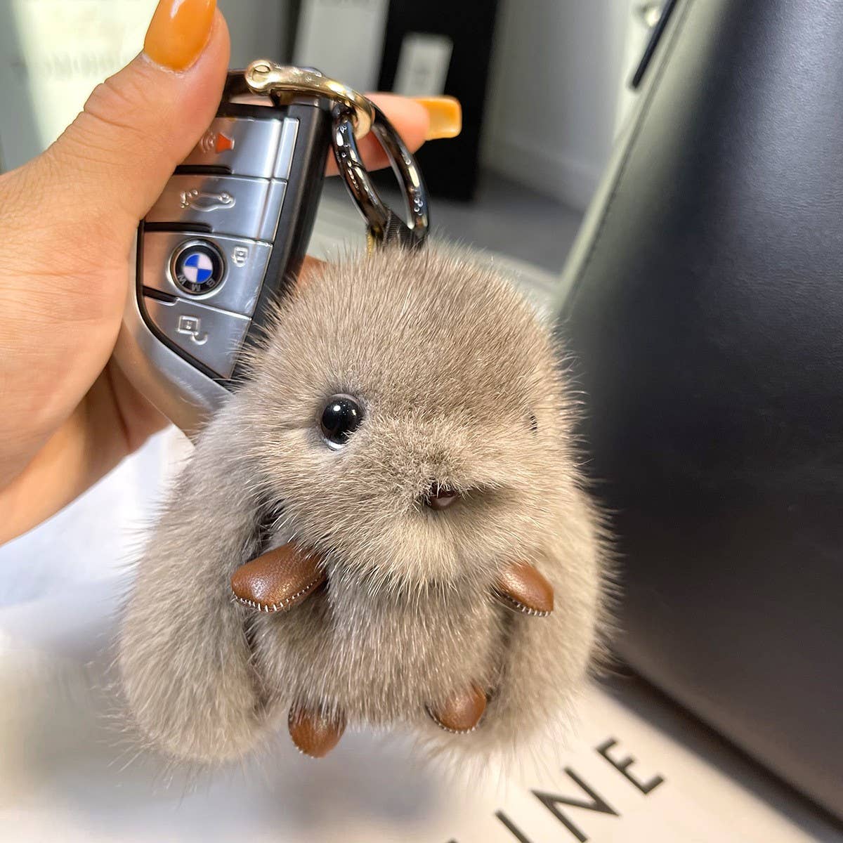 MINK FUR RABBIT BAG ORNAMENT HIGH-END KEYCHAIN