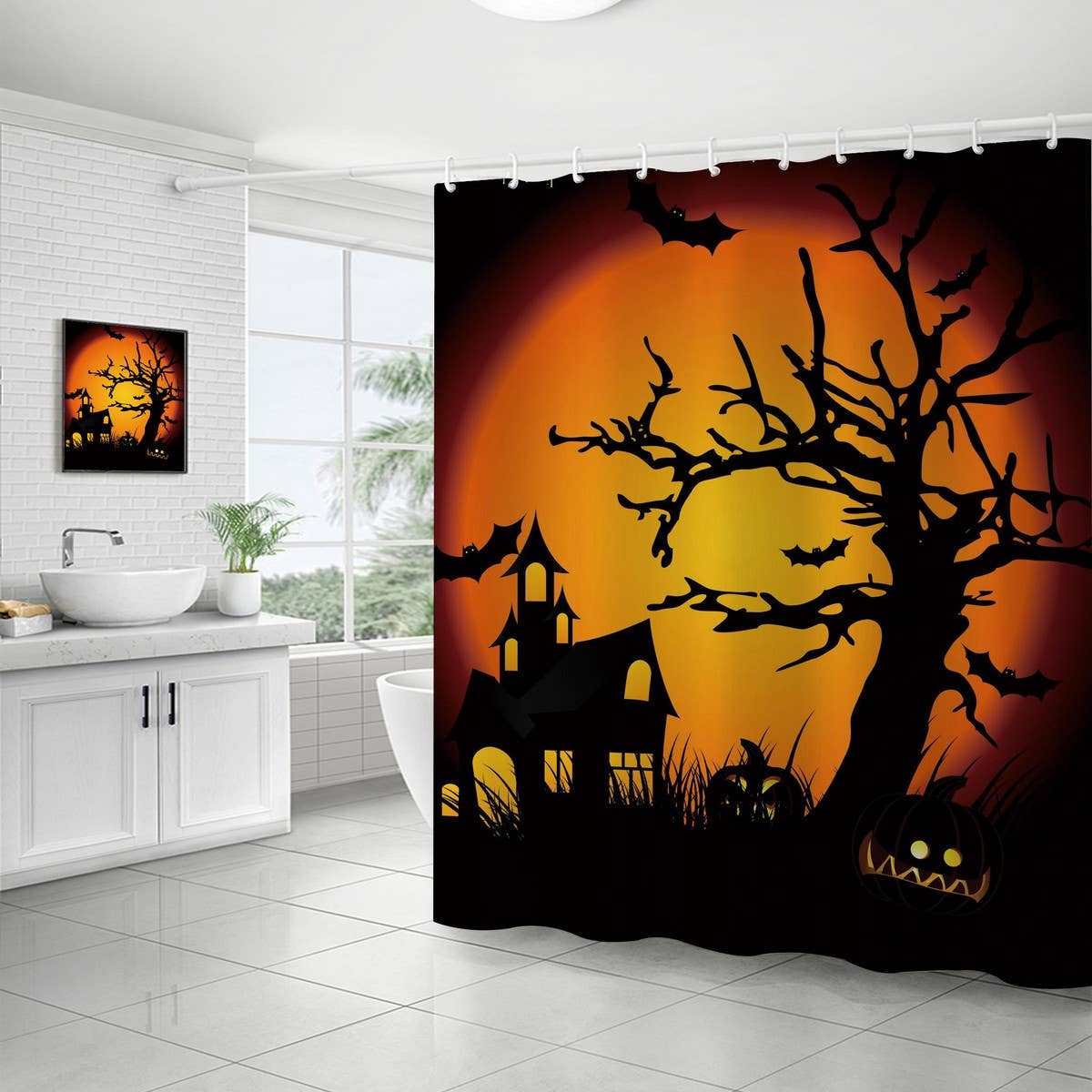 HALLOWEEN THANKSGIVING FLOWER SHOWER CURTAIN