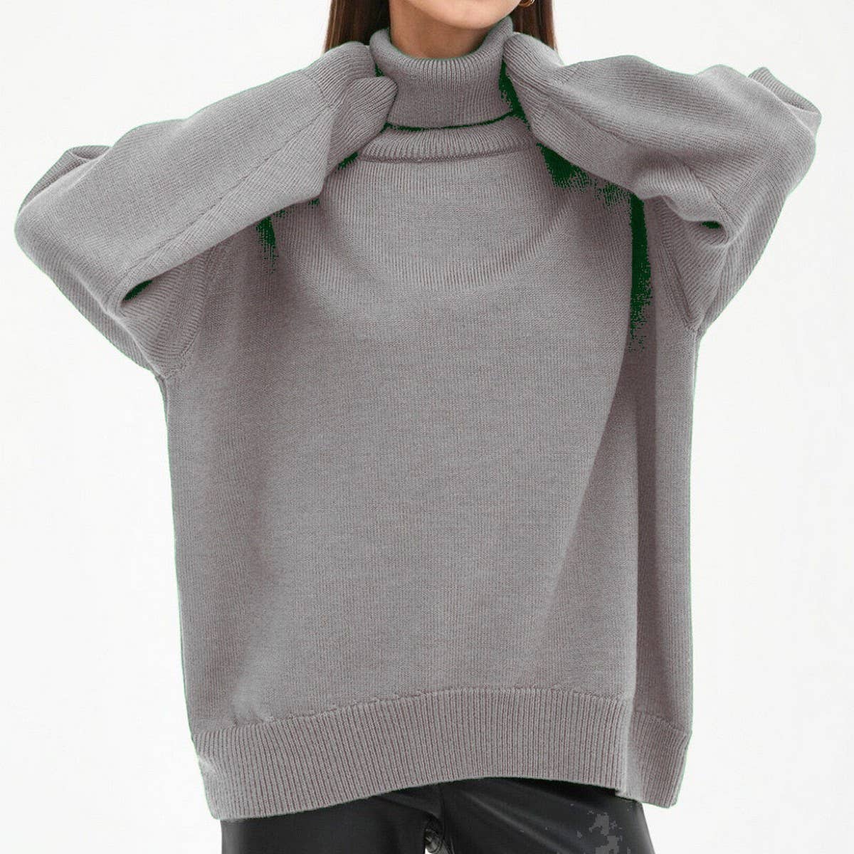 Women's Solid Turtleneck Knit Sweater