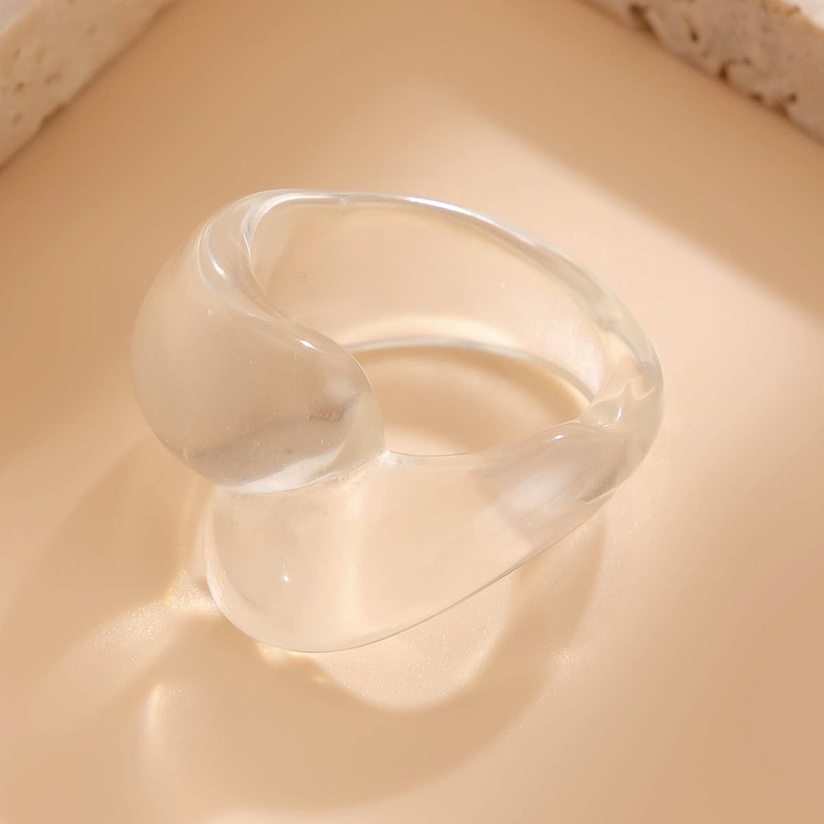 FASHION IRREGULAR DOUBLE WATER DROP PLASTIC RING_CWMM3233