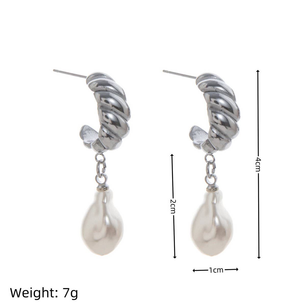 Minimalist Irregular Pearl Earrings 18K Gold Steel