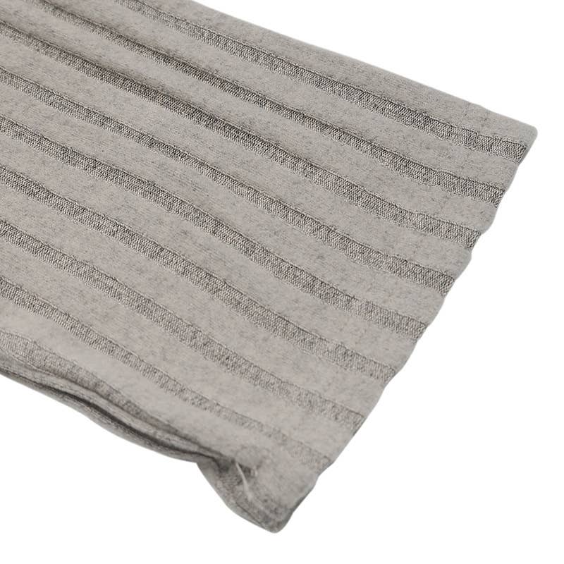 Solid-color button round-neck striped T-shirt