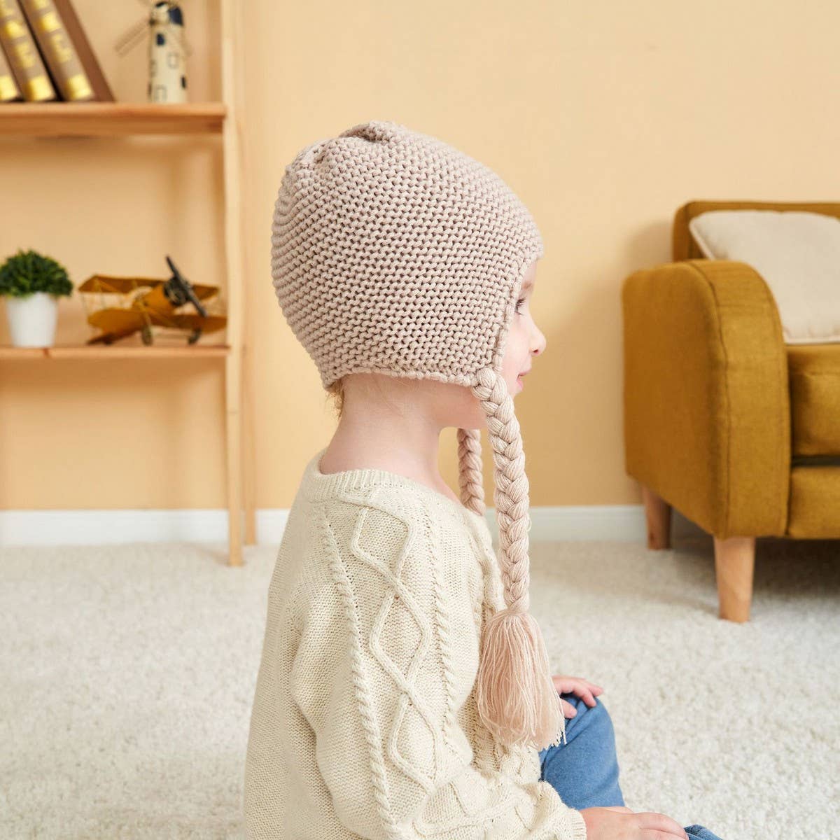 NEW SOLID COLOR BABY WARM WOOL BALL KNITTED HAT_CWAH1745