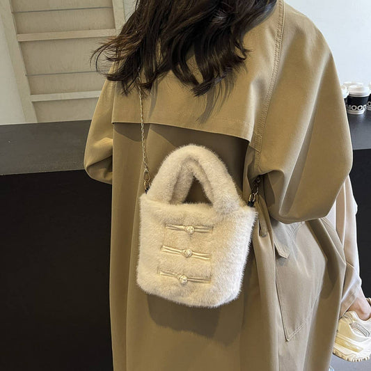 WINTER FASHION HAND-HELD BUCKET BAG PLUSH BAG_CWAB3927