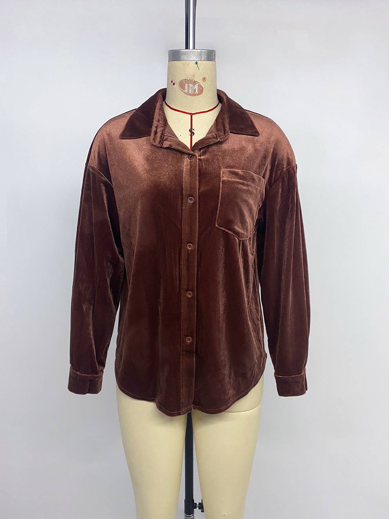 LONG SLEEVE LAPEL VELVET SINGLE-BREASTED SHIRT