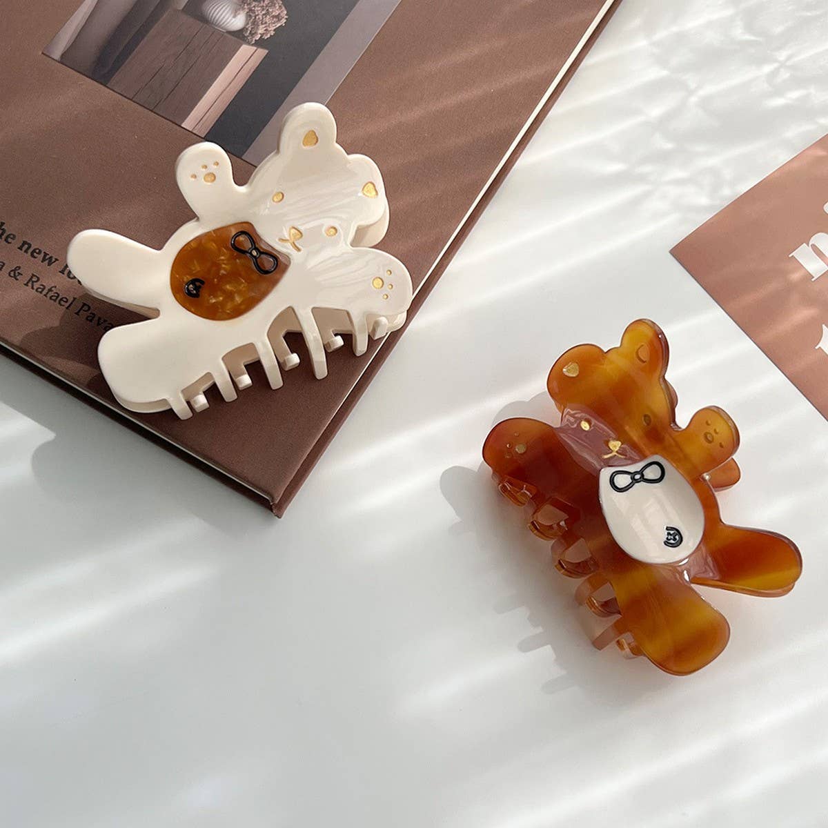 Cute Bear Acetate Hair Claw Clip for Girls