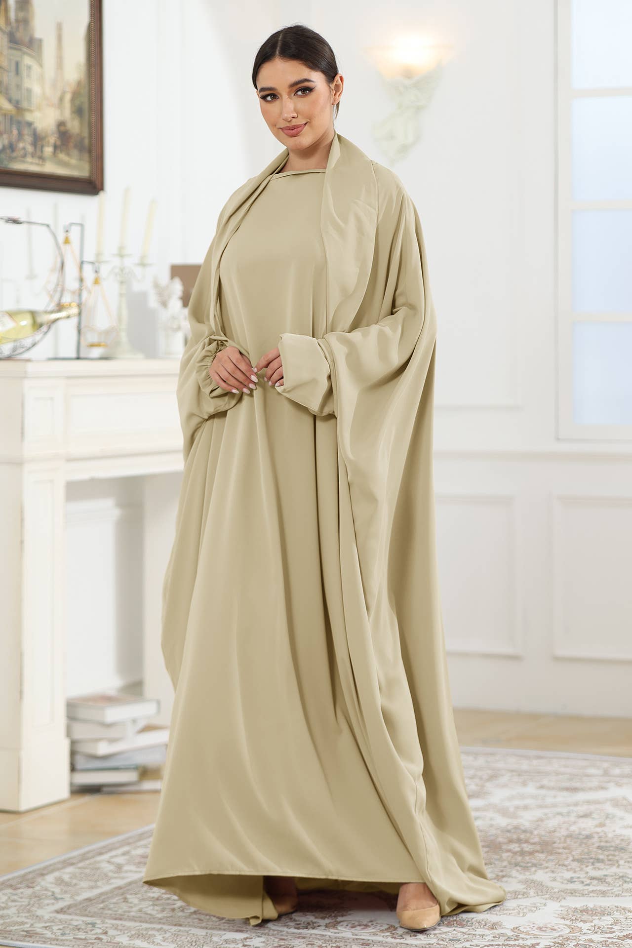 SATIN LACE ARABIC STYLE LOOSE DRESS