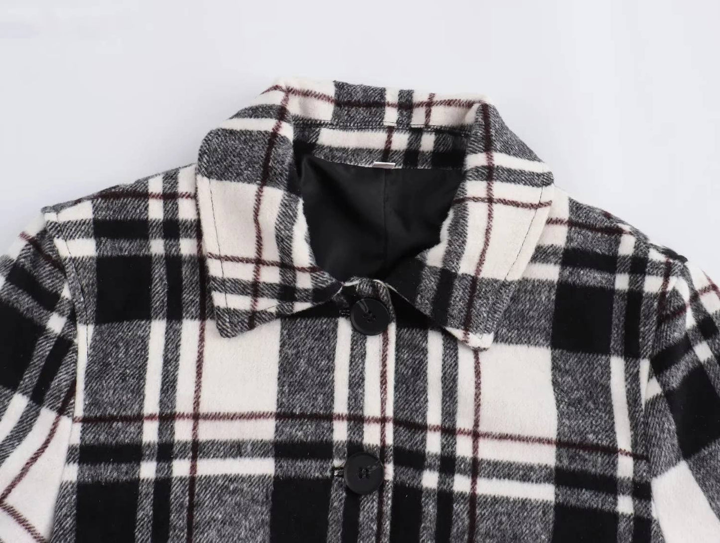 VINTAGE BAGGY LAPEL LONG-SLEEVED PLAID JACKET
