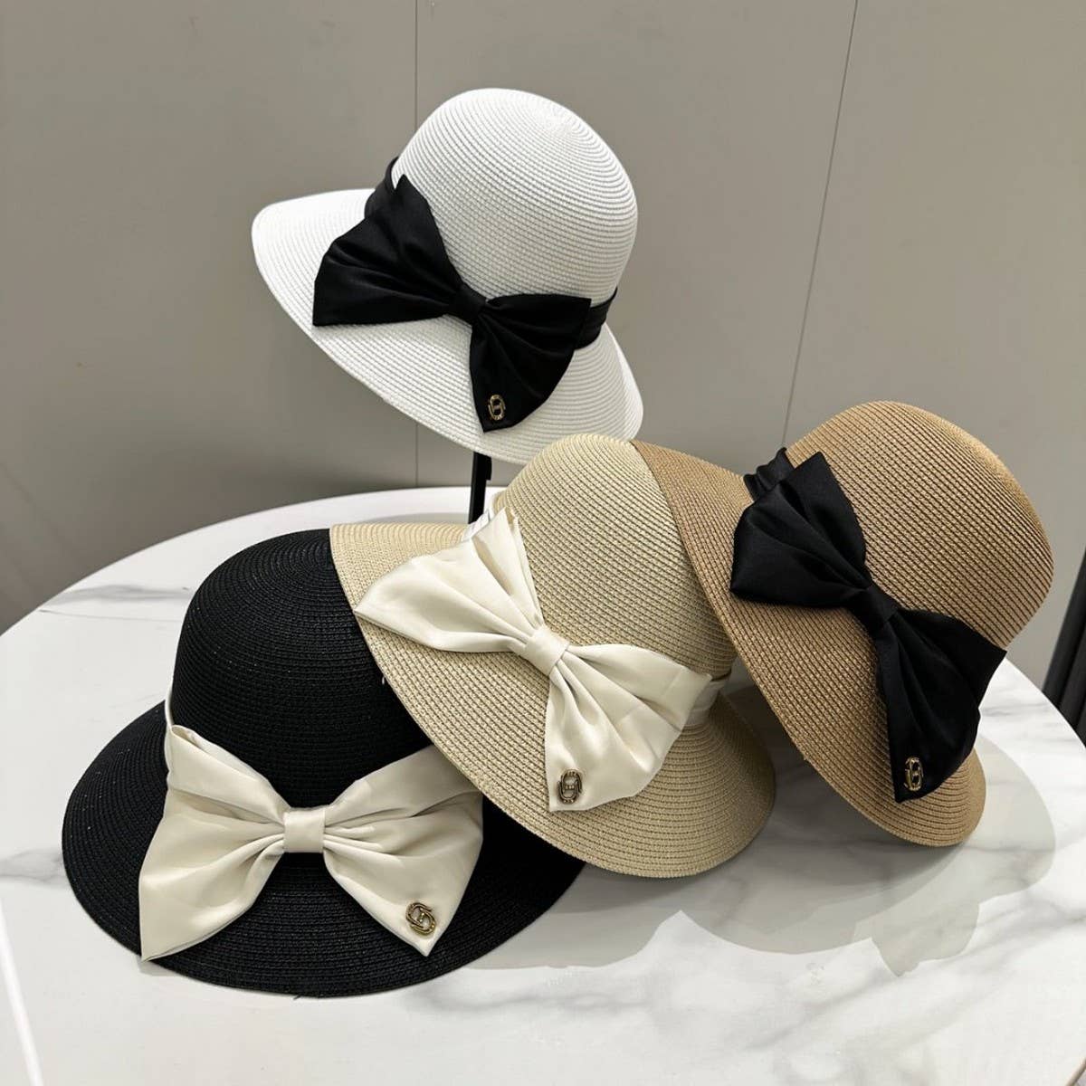 Summer all-match bow straw hat for women_CWAH3594