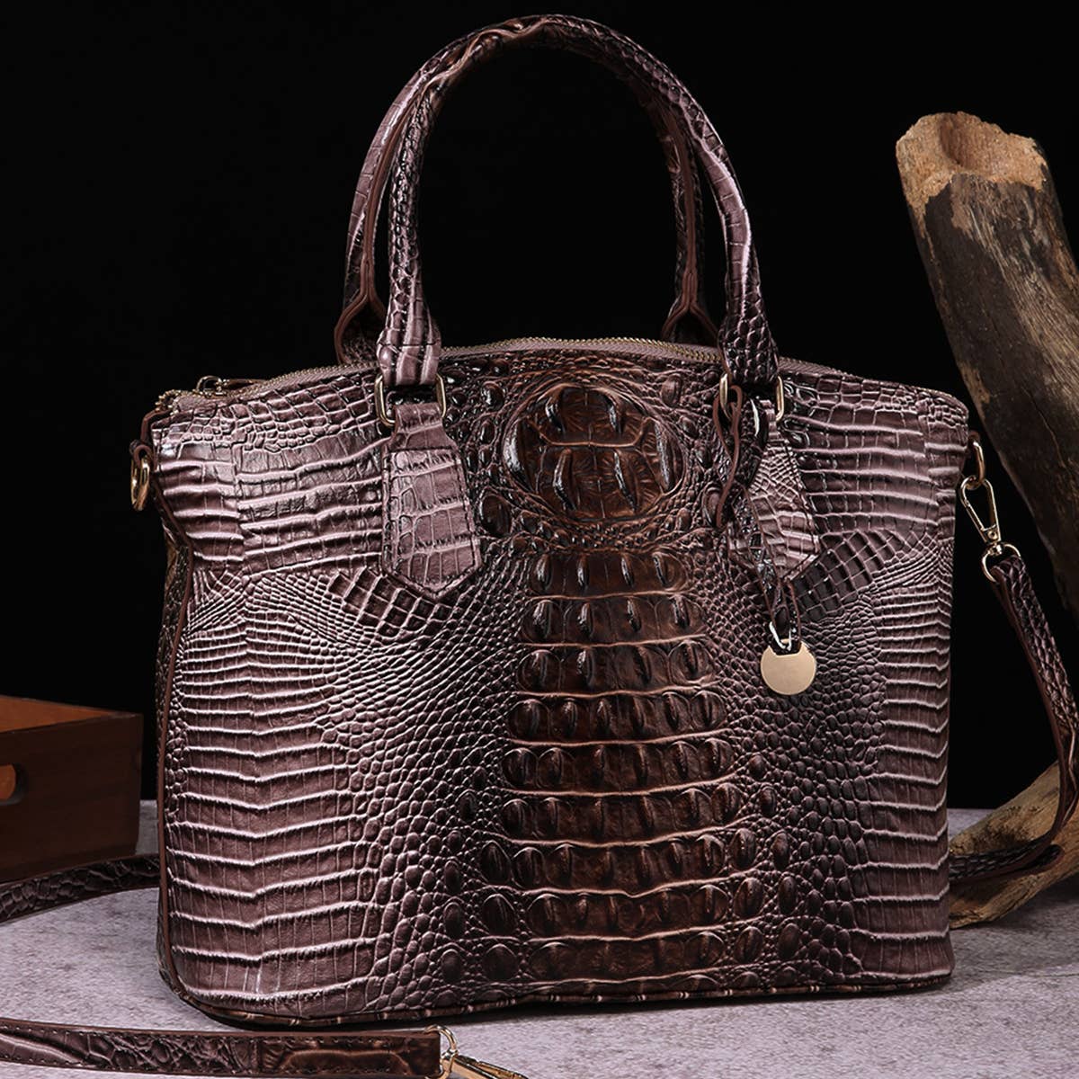 CLASSY CROCODILE PATTERN TOP HANDLE BAG_CWAB0572