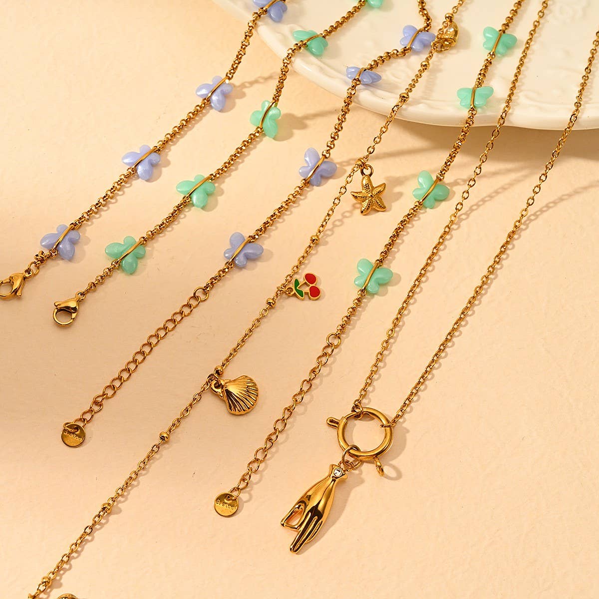 Minimalist 18K Steel Butterfly Ocean Pendant