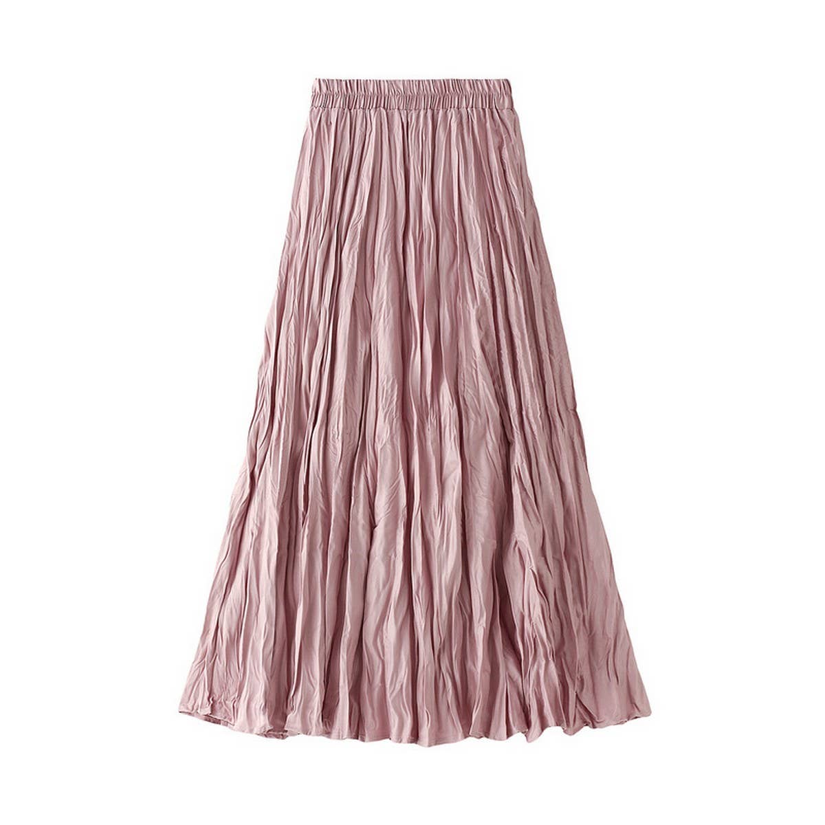 Ruched Pleated A-Line Midi Skirt
