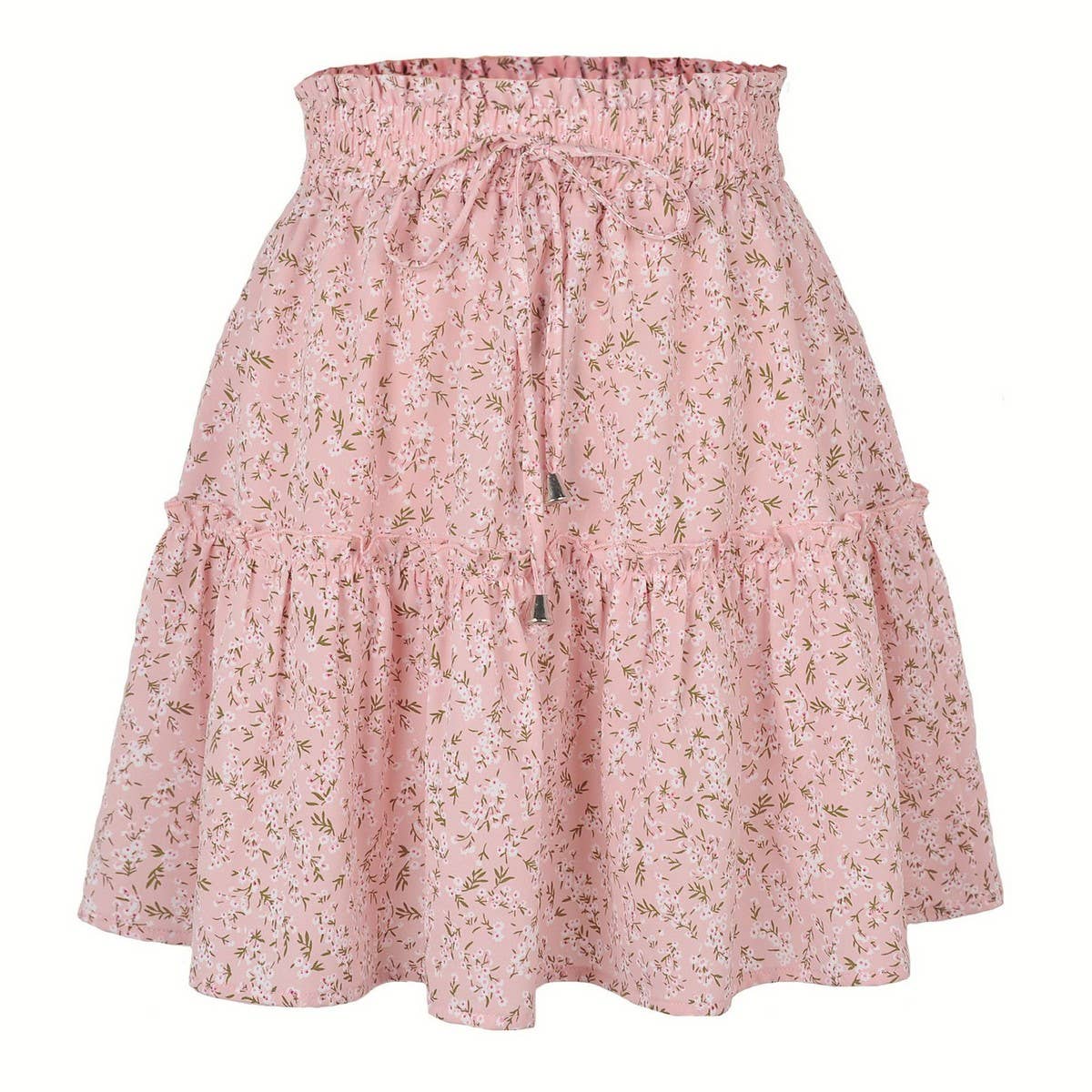 WOMEN'S HIGH WAIST RUFFLED FLORAL SKIRT_CWAB4791