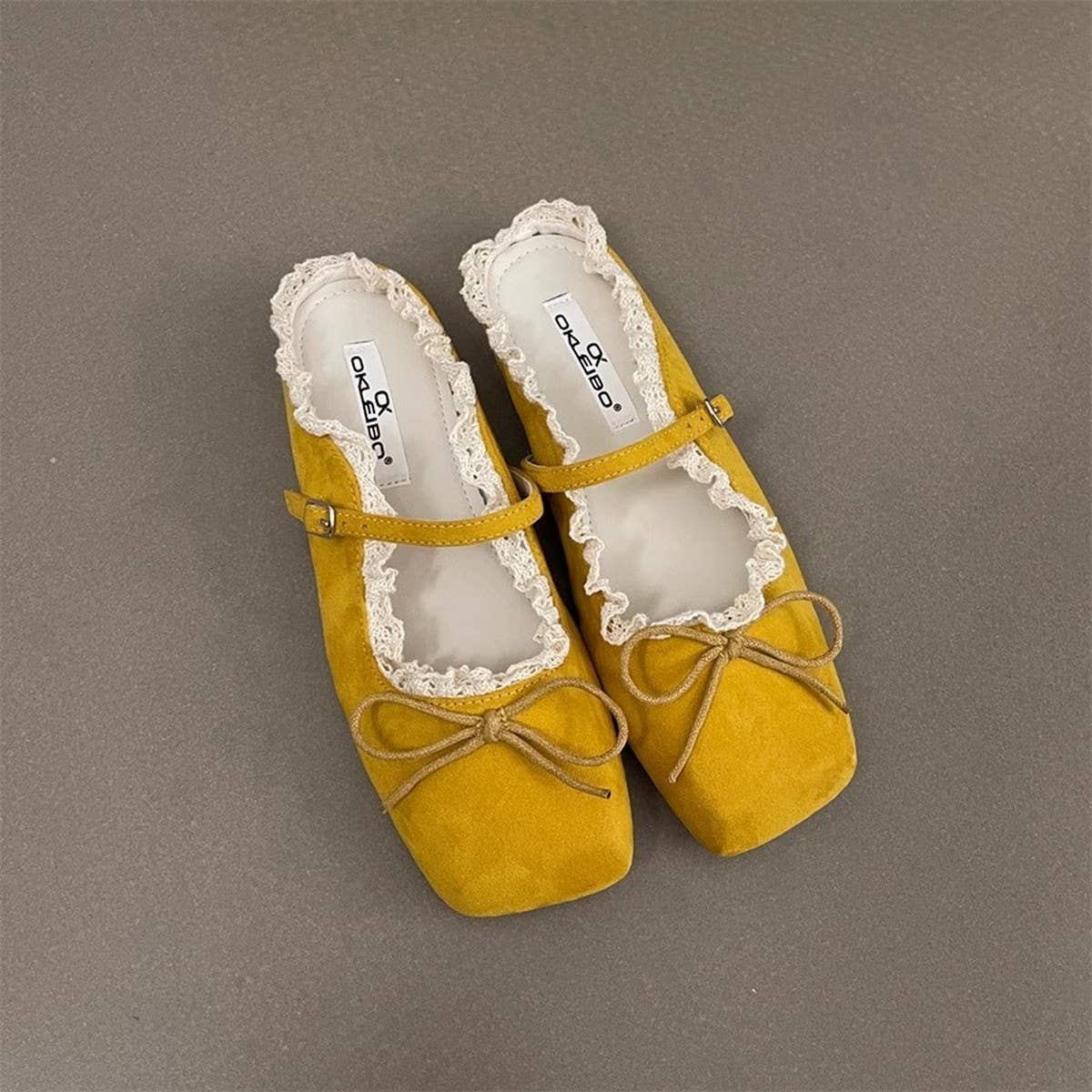 Elegant Ballet Mule Flats with Bow & Lace