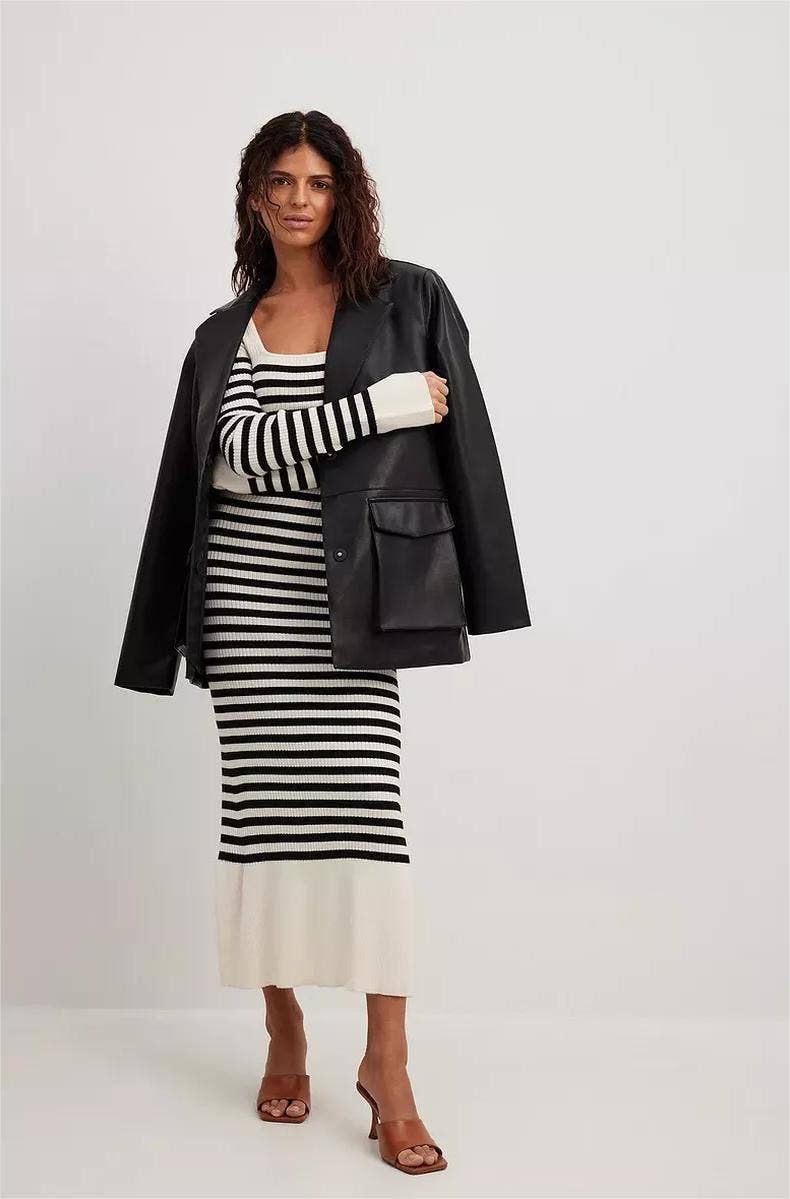 RETRO FASHION SQUARE COLLAR CASUAL SLIM-FIT DRESS