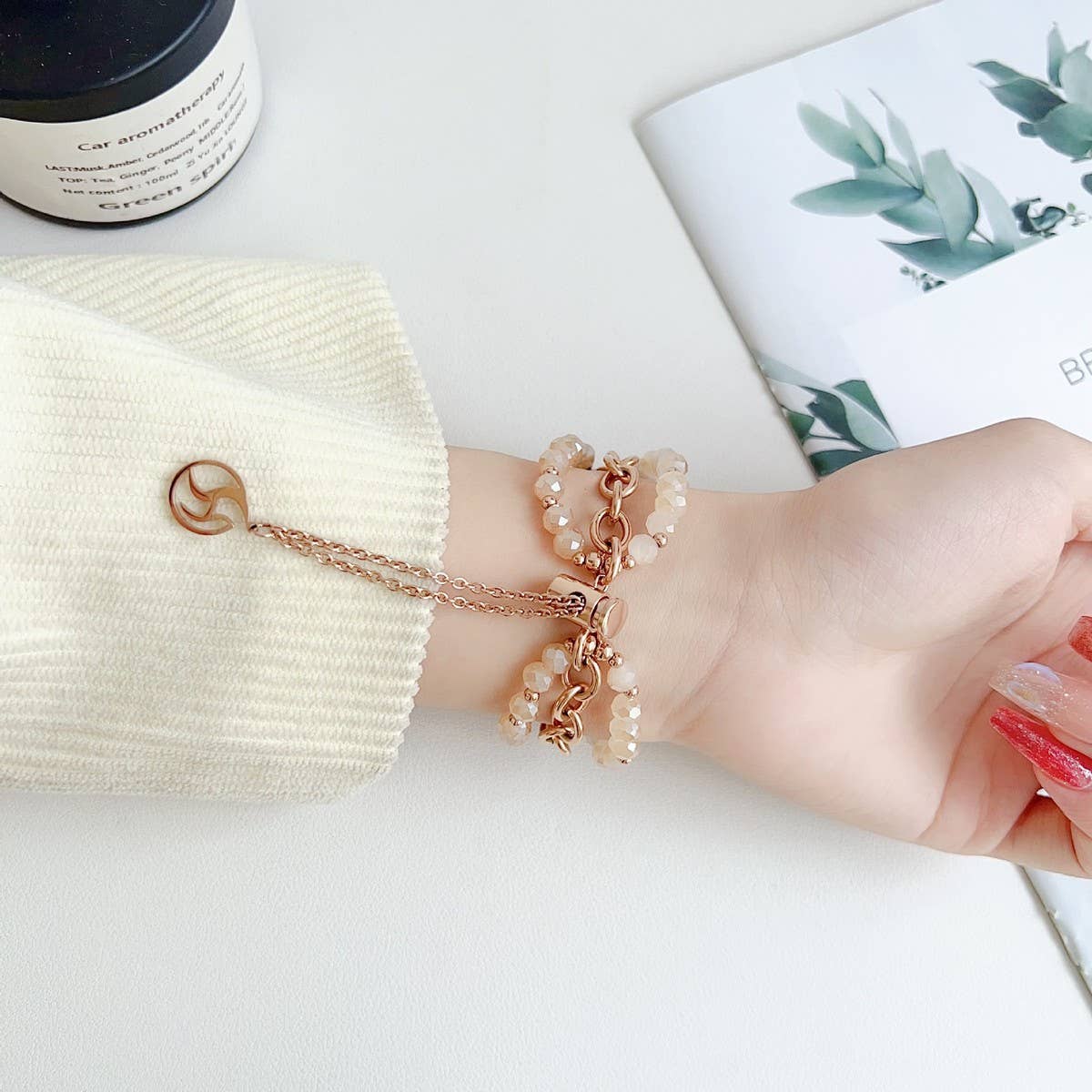 APPLE WATCH 9 STAINLESS STEEL BEADED BRACELET STRAP_CWWW0065