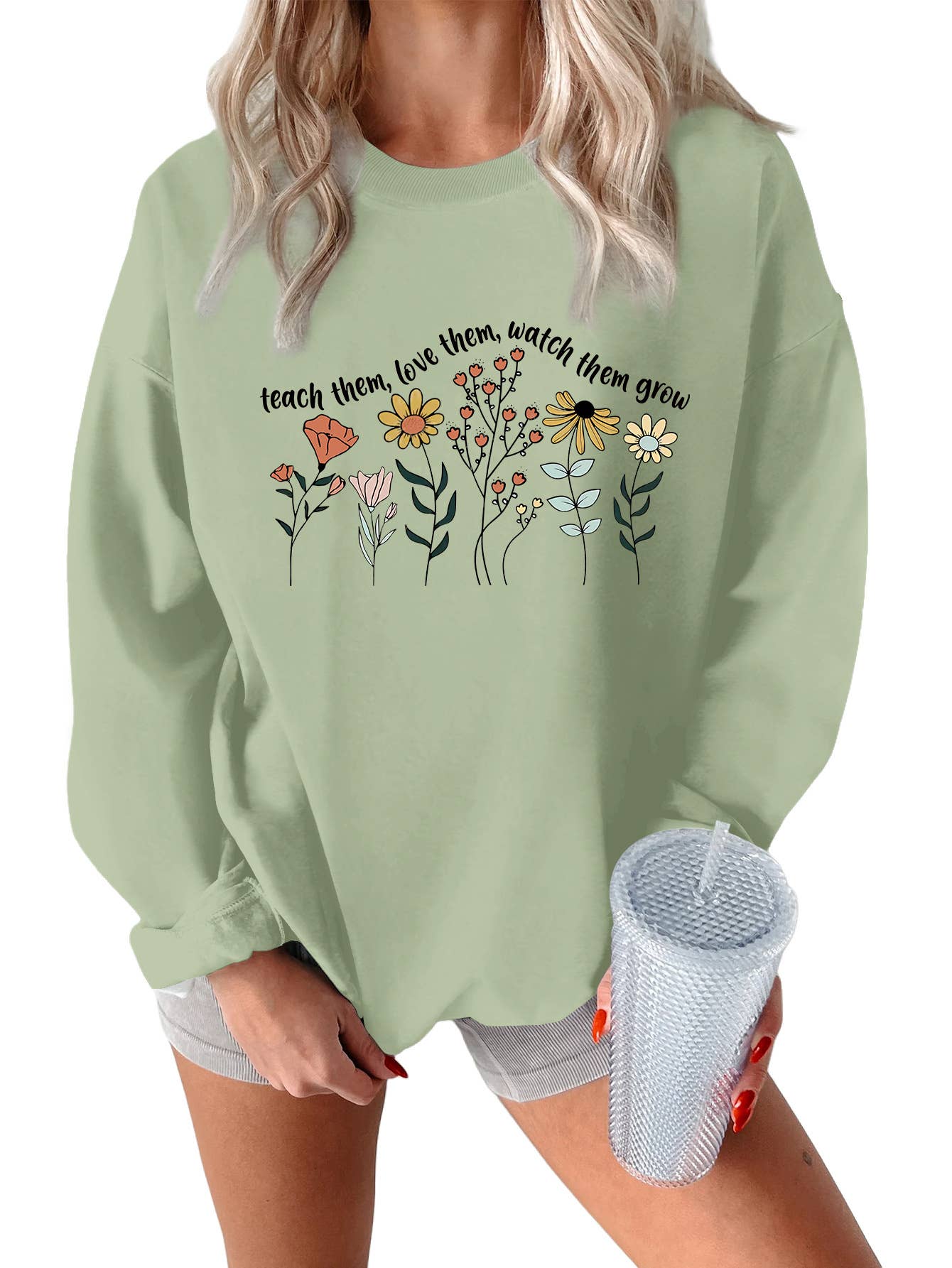 Teach them love printed thickened warm hoodie