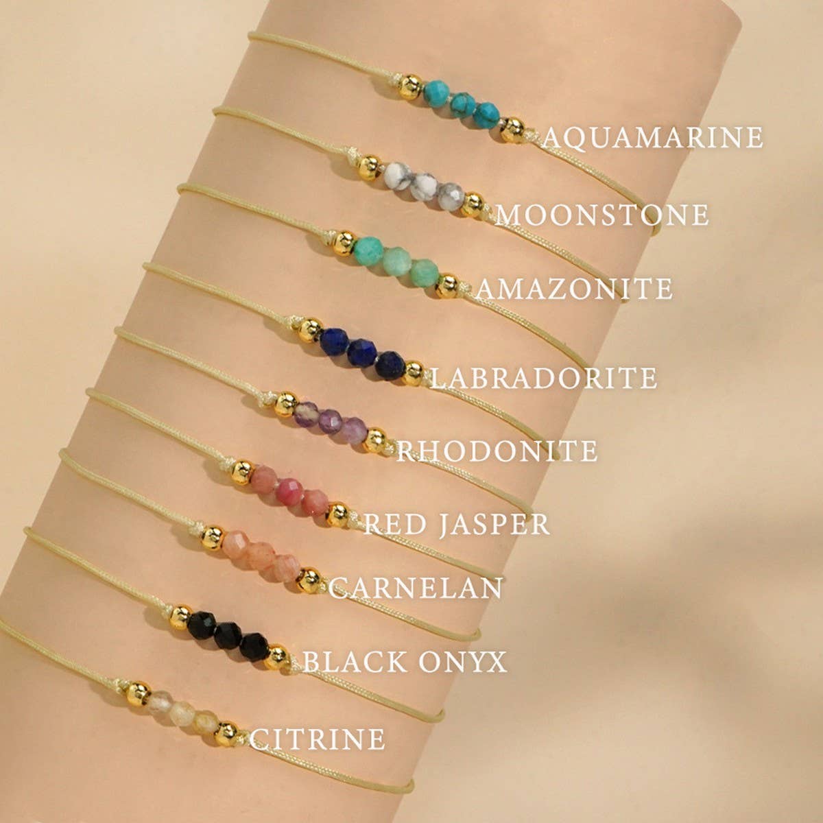 NATURAL STONE COPPER BEADS HANDMADE BEADED BRACELET