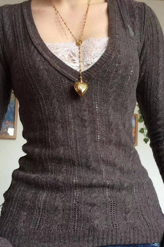 Cwttl1982_V-Neck Sexy Slimming Sweater