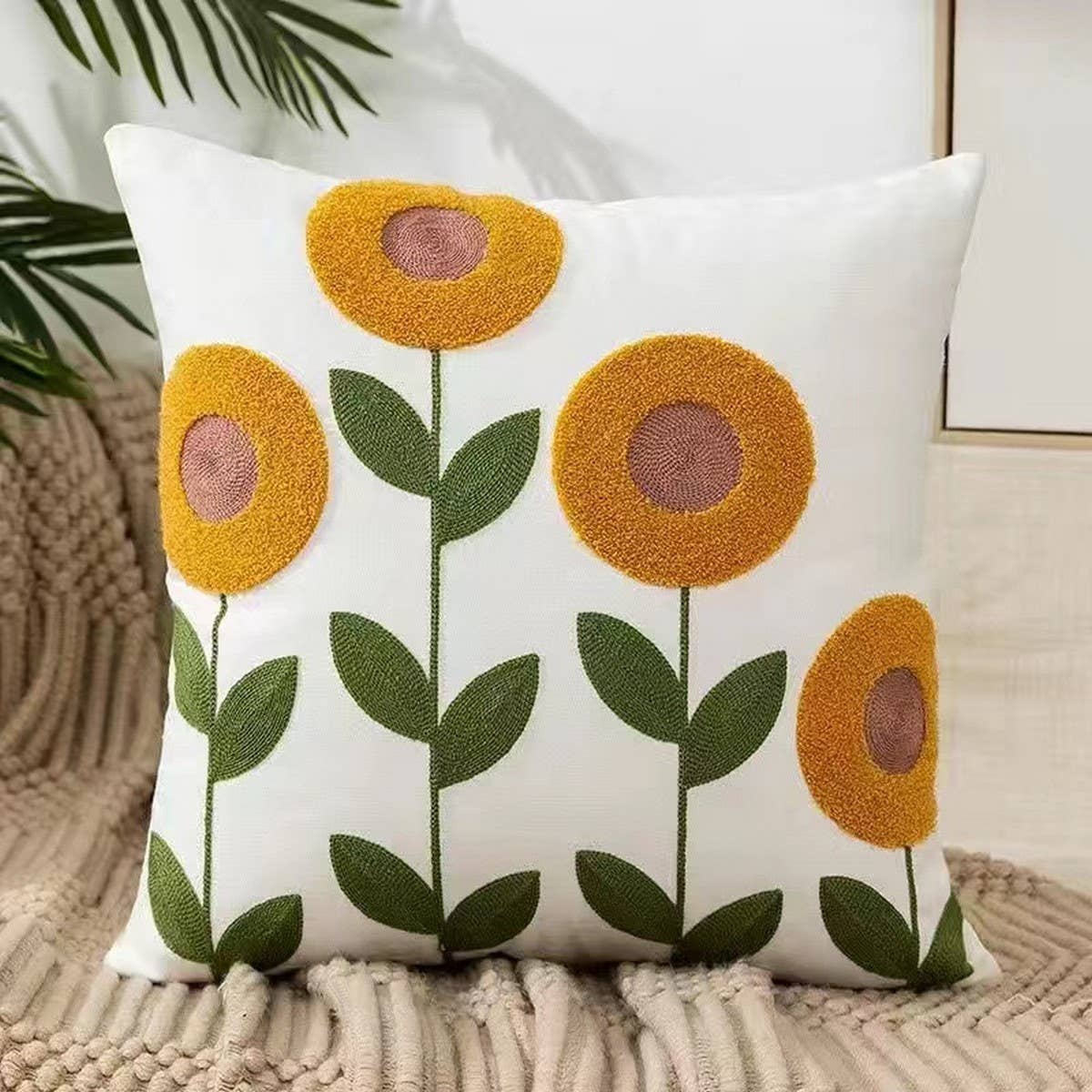 Tulip Pillow Cover Cute Sofa Bed Waist Cushion