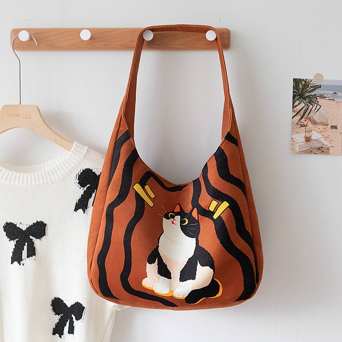 Cute Cartoon Canvas Tote Bag for Women, Large_CWAB5630