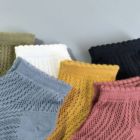 Solid Color Mesh Breathable Womens Ankle Socks_CWMS053