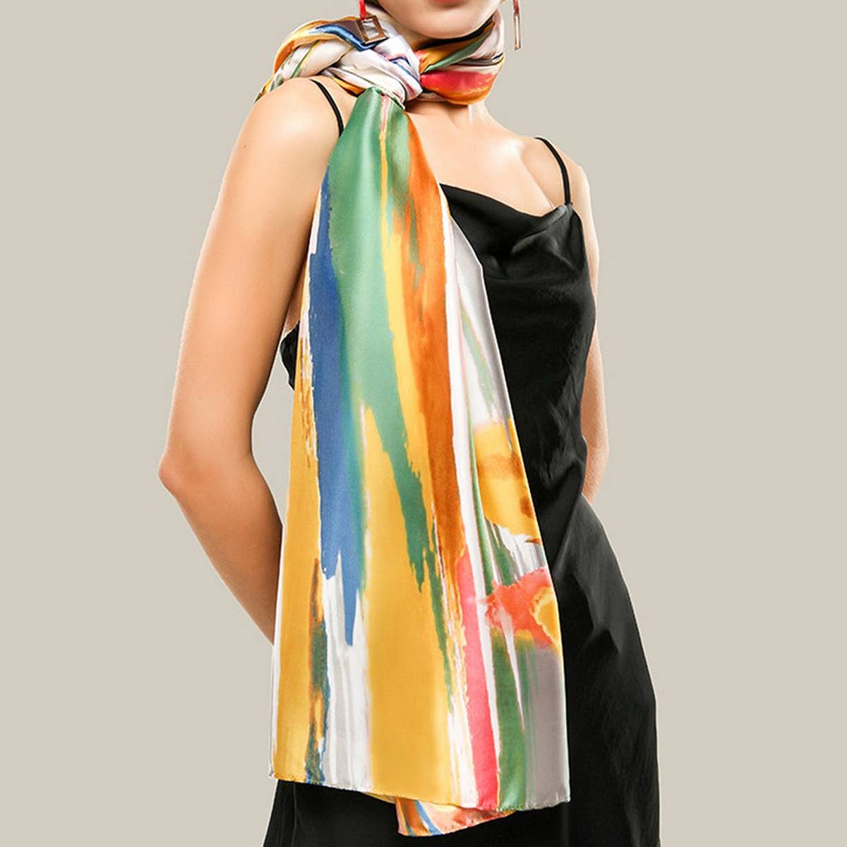 Lily Print Silk Scarf - Graffiti Style for Women
