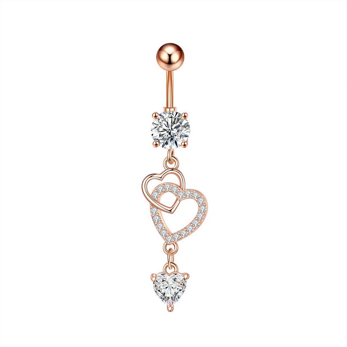 New Heart CZ Dangle Navel Ring Piercing Jewelry
