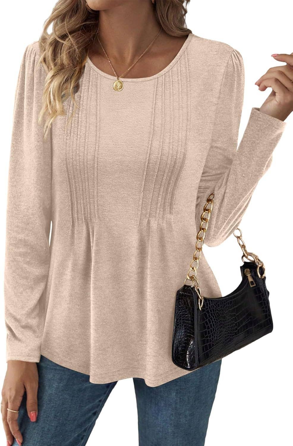 WEAR A SOLID COLOR CREW NECK LONG SLEEVE T-SHIRT