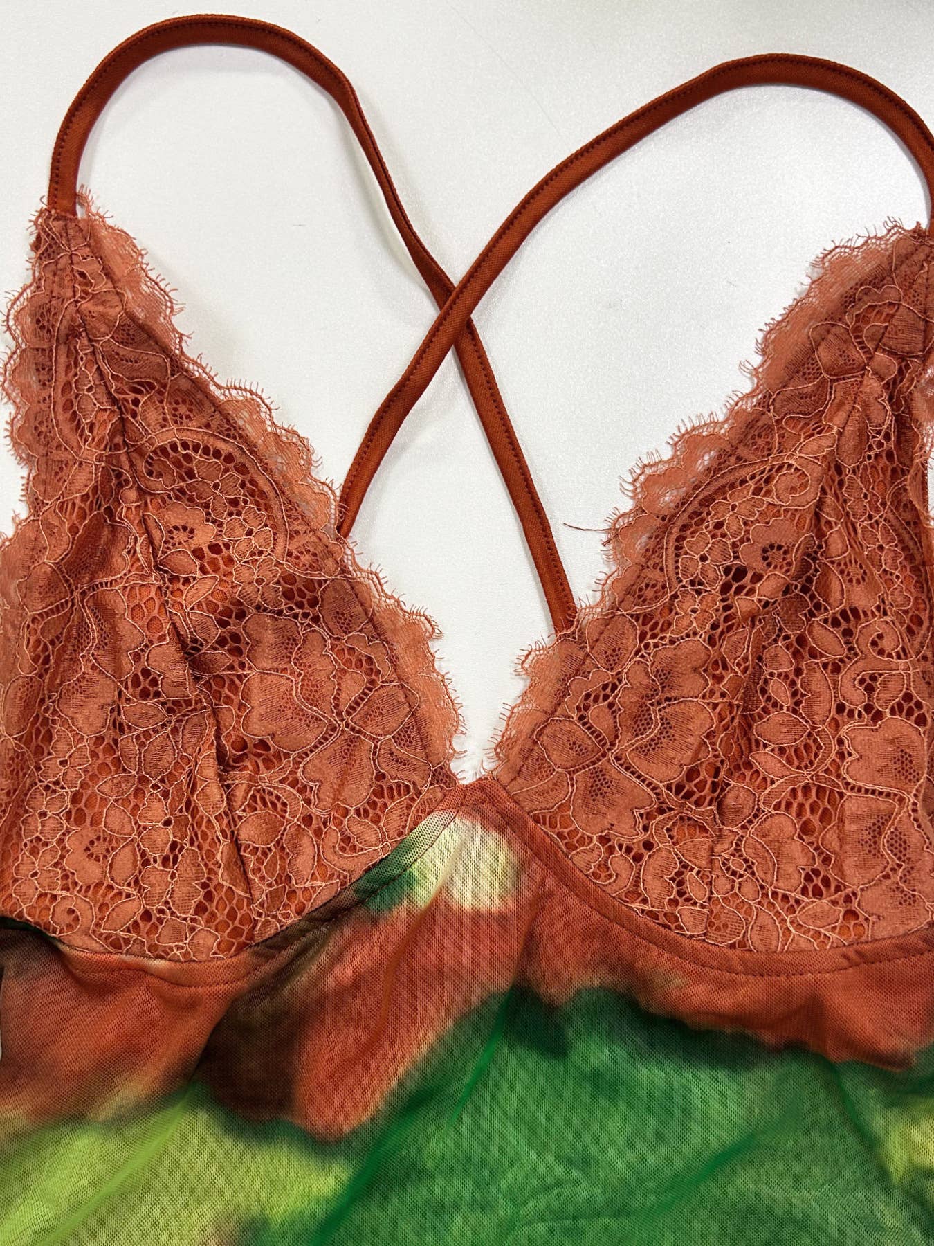 Lace cup-shaped mesh printed fishtail long dress