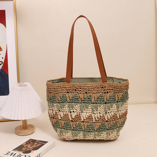 CASUAL CONTRAST COLOR HANDWOVEN BAG_CWAB1890