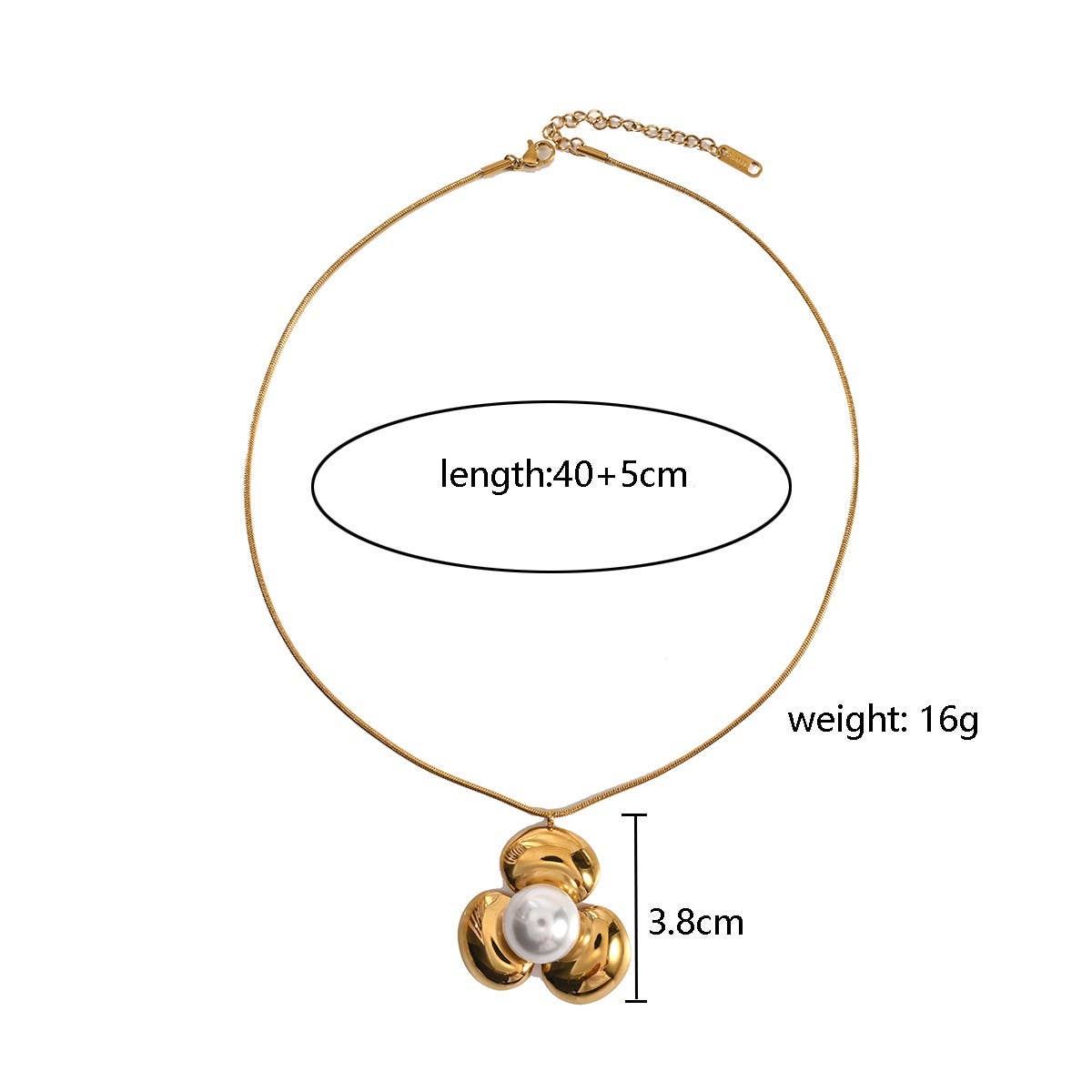 Minimalist Flower Pearl Necklace 18K Gold Plated