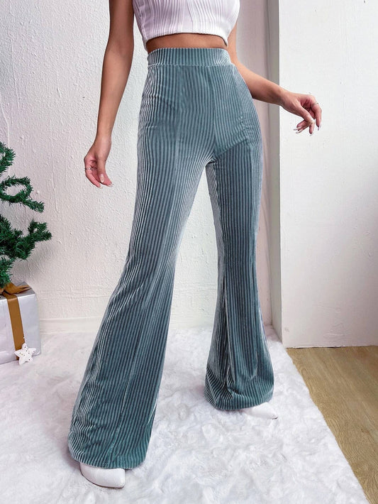 HIGH-WAISTED CORDUROY BELL BOTTOMS WIDE-LEG PANTS