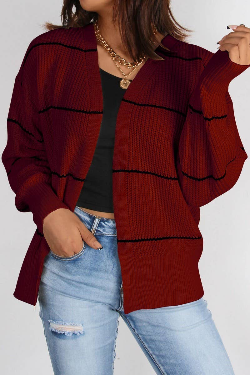 Women's short loose knit cardigan coat