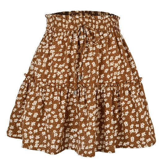 HIGH WAIST PRINTED SKIRT FLORAL SHORT SKIRT_CWAB4795
