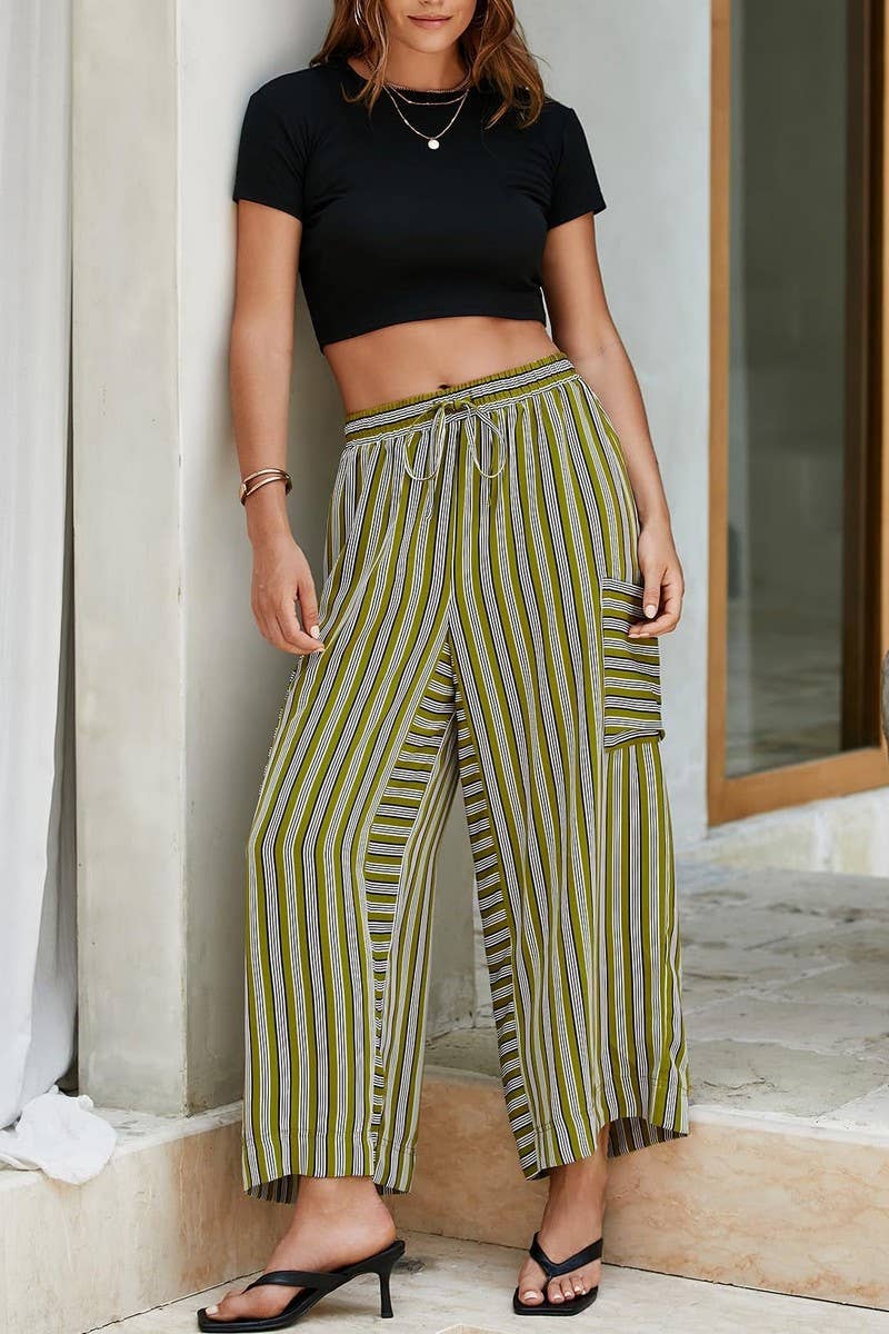 CWBLP2157_COLORFUL STRIPED DRAWSTRING STRAIGHT LEG PANTS
