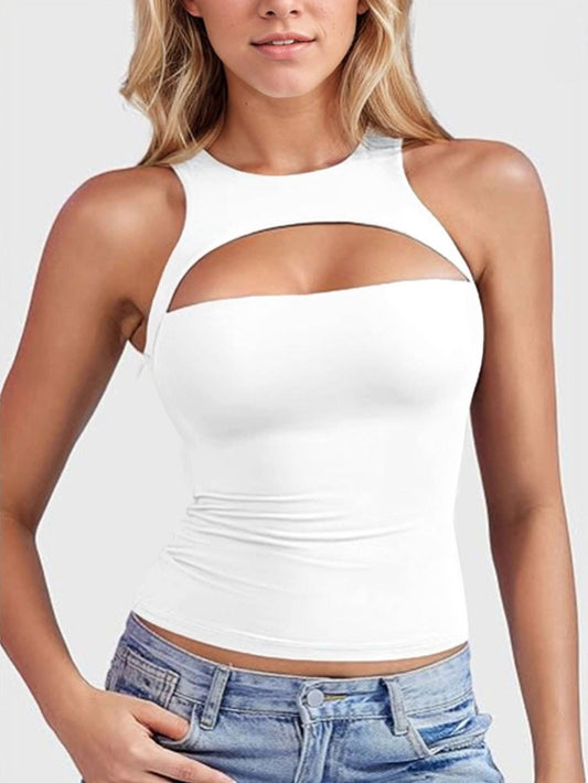 Sexy hollowed-out slimming sleeveless vest