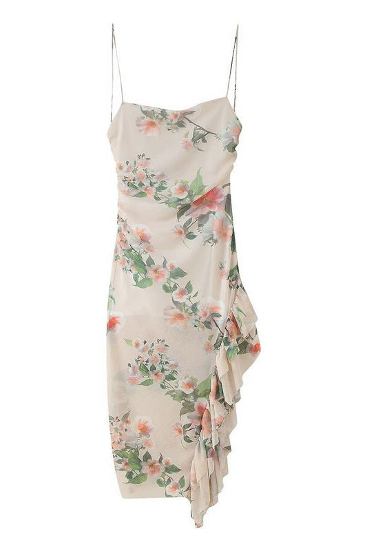 CWDHL0840_FASHIONABLE LAYERED PRINTED SUSPENDER DRESS