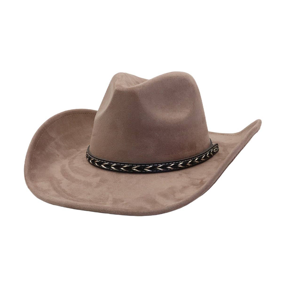 Unisex Western Suede Cowboy FedoraHat Ethnic Style_CWAH04398