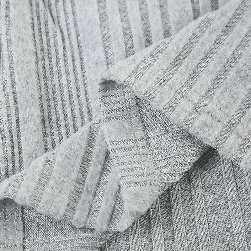 SOLID COLOR BASIC KNIT BUTTON SLIT SLIM T-SHIRT