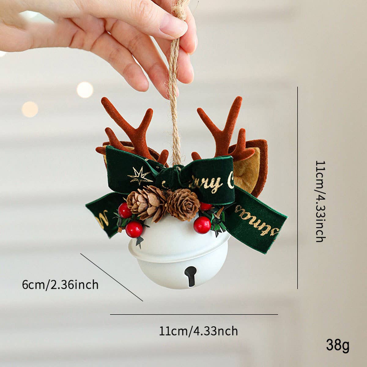 CWMM10364_CHRISTMAS BELL ANTLER BOW PINECONE TREE ORNAMENTS